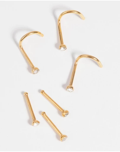 Lovisa - Gold-Plated Surgical Steel Nose Stud 6-Pack
