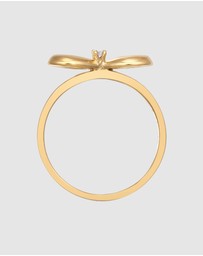 Elli Jewelry - Ring Bow Trend with Diamond in 925 Sterling Silver Gold Plated