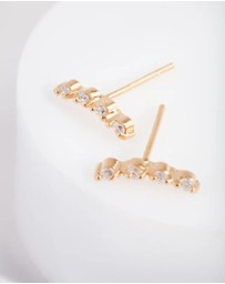 Lovisa - Gold Plated Sterling Silver 4 Diamante Crawler Earrings