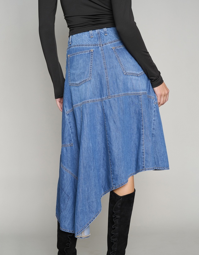 Love and Nostalgia - Little Wildflower Denim Midi Skirt