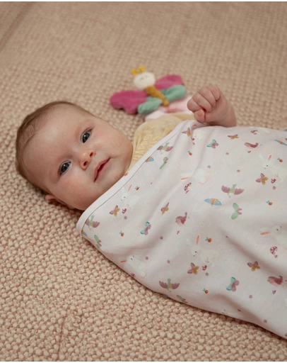 Little Stuff - Butterfly Garden Jersey Wrap With Teether Gift Set