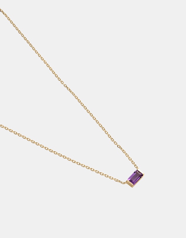 Kirstin Ash - Baguette Birthstone Necklace February Amethyst