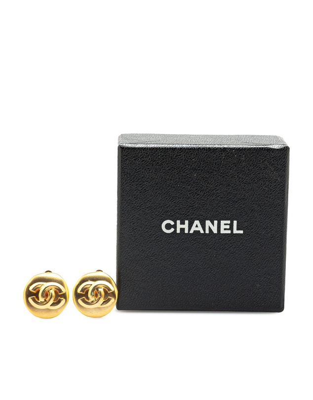 Pre-Loved by Azura Reborn - Pre-Loved Gold Plated CC Round Clip On Earrings