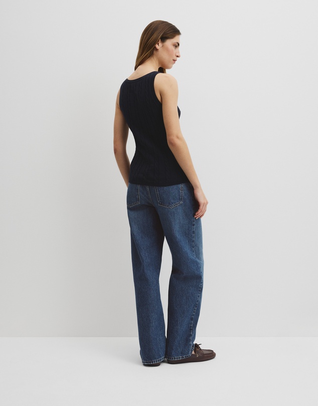 Country Road - Organically Grown Cotton Blend Cable Knit Tank