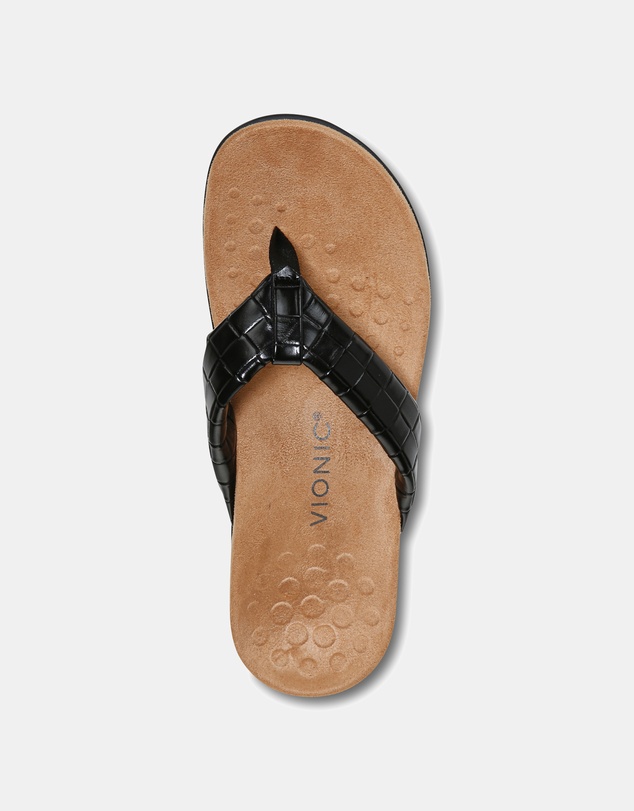 Vionic - Layne Toe Post Sandal - Black Woven