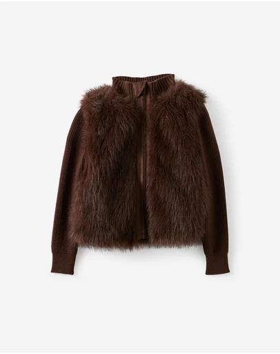 Cotton On Kids - Zip Through Knit Faux Fur Jacket