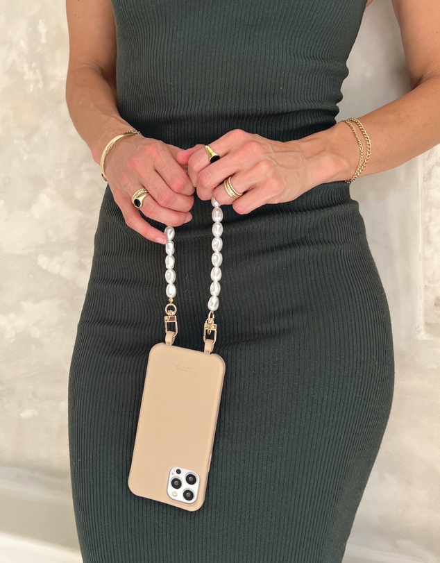LOUVE COLLECTION - Desert Sand Phone Case + Pearl Wristlet