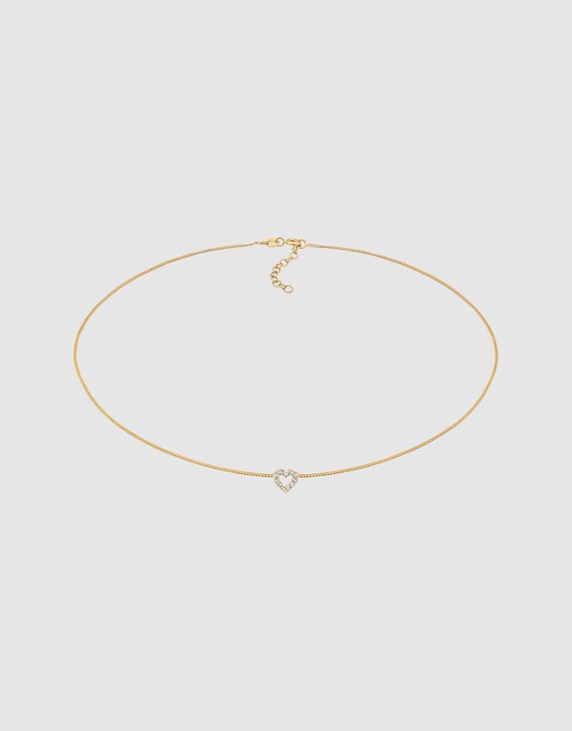Elli Jewelry - Necklace Choker Crystal Heart 925 Sterling Silver Gold-Plated