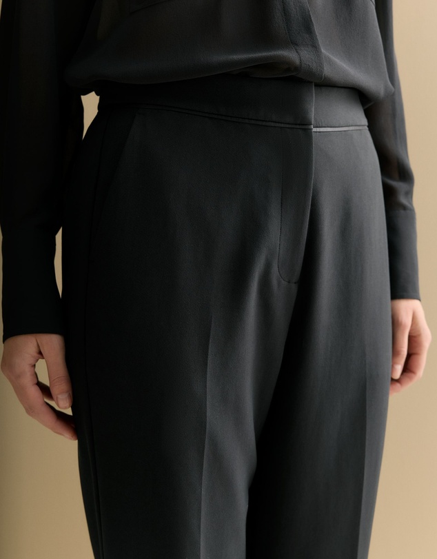 Trenery - Piping Detail Straight Leg Pant in Black