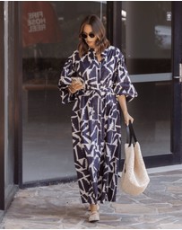 ALEXANDRA - Jack Dress Navy Geo Print