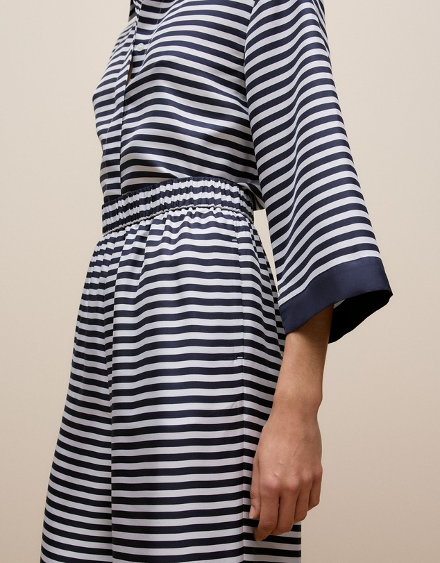 Trenery - Silk Stripe Cropped Pant in Night Sky