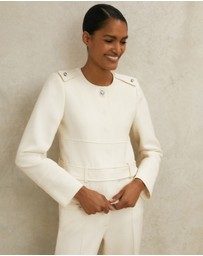 REISS - ATELIER - Athena Wool Collarless Belted Jacket
