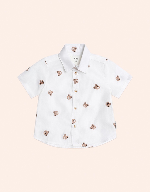 Huxbaby - Shortsleeve Huxbear Button Up Crisp - Babies