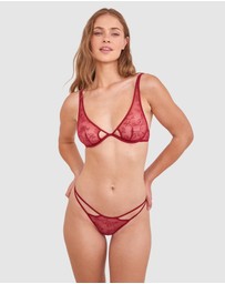 Bras N Things - Night Games Fainthearted Unlined Bra & String Set - Berry
