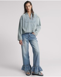 ONE TEASPOON - Retro Pullover Denim Shirt - Soft Blue