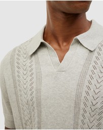 Politix - Pointelle Panelled Trophy Neck Knit
