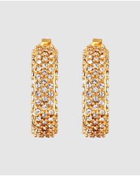 Elli Jewelry - Earrings Sparkling Crystal Creoles 925 Sterling Silver Gold-Plated