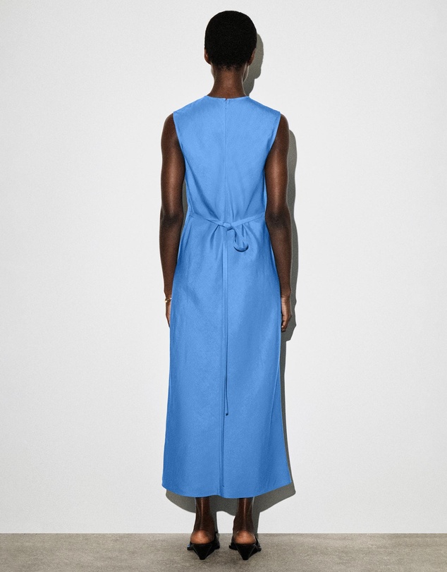 COS - Bias Cut Linen Blend Midi Dress