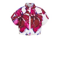 City Chic - Plus Size Holiday Bloom Print Shirt - white