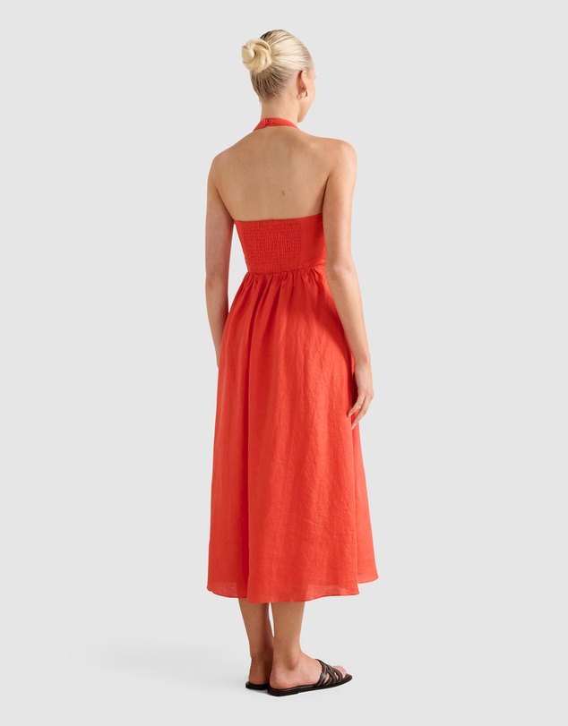 Forever New - Lilian Wrap Linen Halter Neck Midi Dress