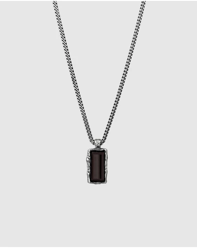 Haze & Glory - ICONIC EXCLUSIVE - Necklace Men Onyx Rectangle 925 Sterling Silver