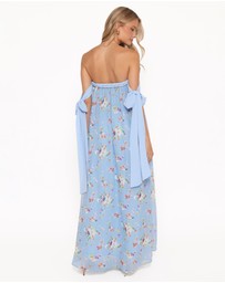 Petal & Pup - Codie Off Shoulder Maxi Dress - Cornflower Blue Floral