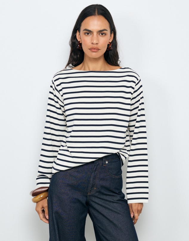 AERE - Boat Neck Stripe T-Shirt