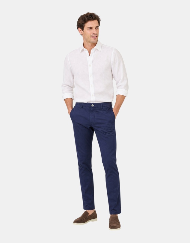 Henry Bucks - HENRY SARTORIAL Fashion Soft Linen Shirt WHITE