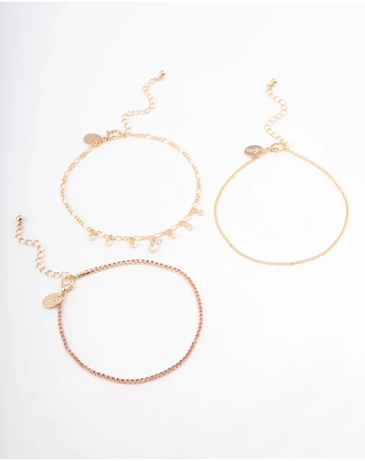 Lovisa - Gold Cup Chain Apple Anklet Pack