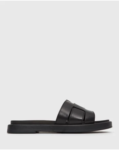 Betts - Wider Fit Bella Leather Flat Slides