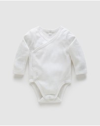 Purebaby - Ess Pointelle LS Wrap Bodysuit-Babies