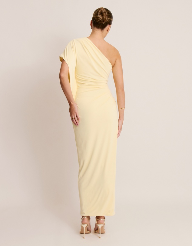 Six Stories - Asymmetric Stretch Gathered Maxi Dress