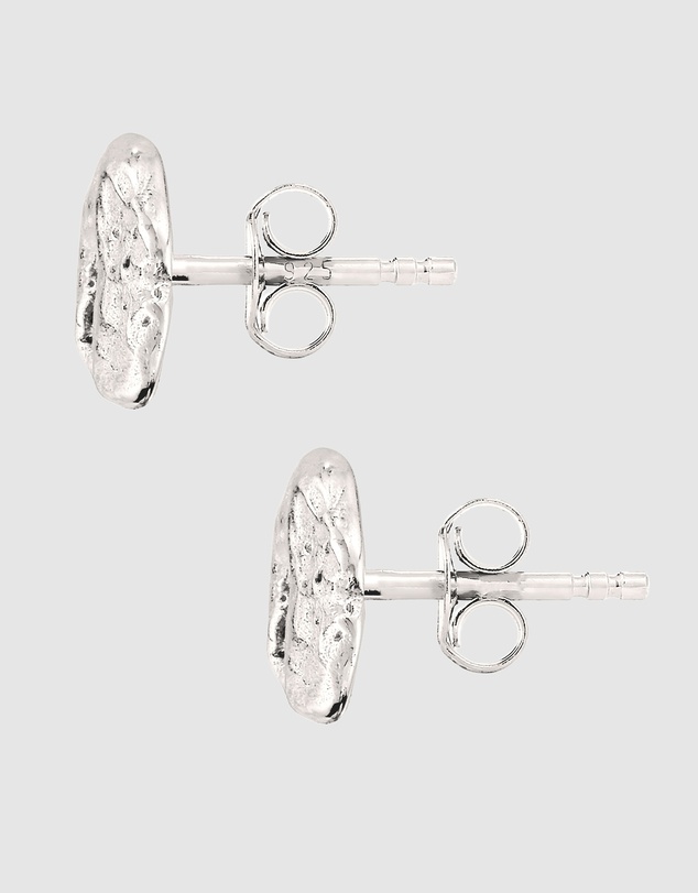 Kuzzoi - ICONIC EXCLUSIVE - Hammered Disc Stud Earrings in 925 Silver