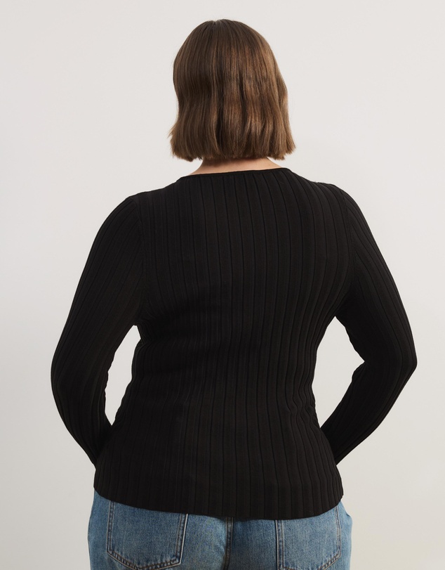 Atmos&Here Curvy - Rumi LS Fitted Rib Knit Top