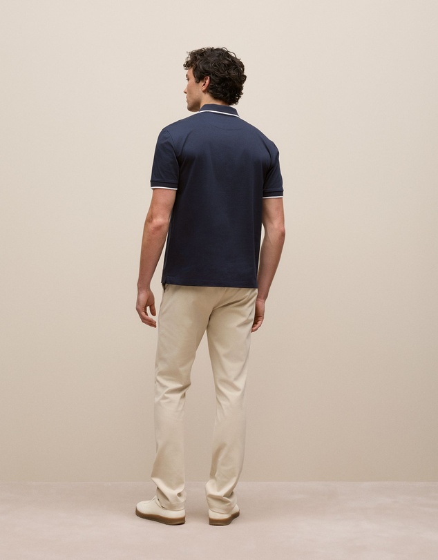Trenery - Mercerised Cotton Tipped Polo in Navy