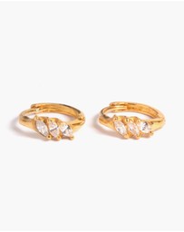 Lovisa - Gold Plated Sterling Silver Cubic Zirconia Four Stone Huggie Earrings