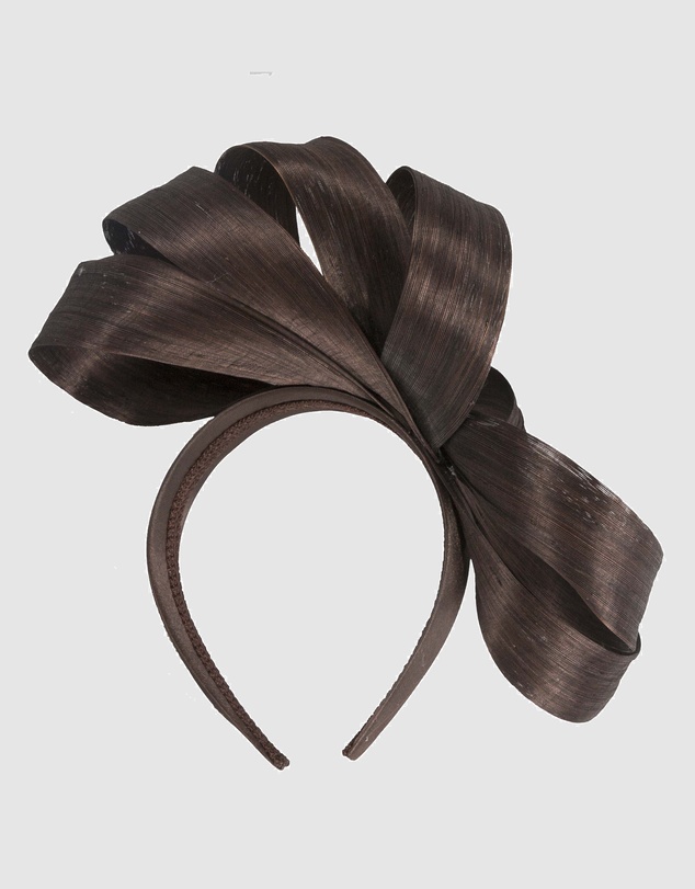 Fillies Collection - Brown Silk Abaca Loops Racing Fascinator