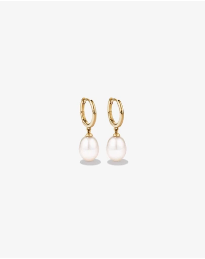 Michael Hill - Hoop Earrings with Cultured Freshwater Pearls in 10kt Yellow Gold