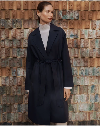 Trenery - Double Cloth Eyelet Detail Trench in Navy