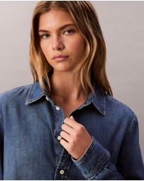 Calvin Klein Jeans - Denim Cropped Button-Down Shirt