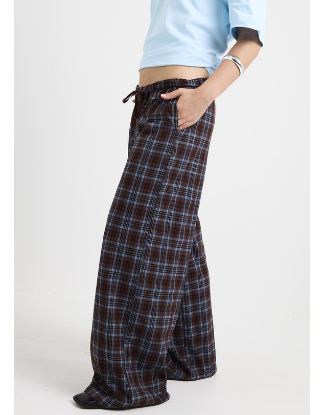 Subtitled - Clio Plaid Wide Leg Pants