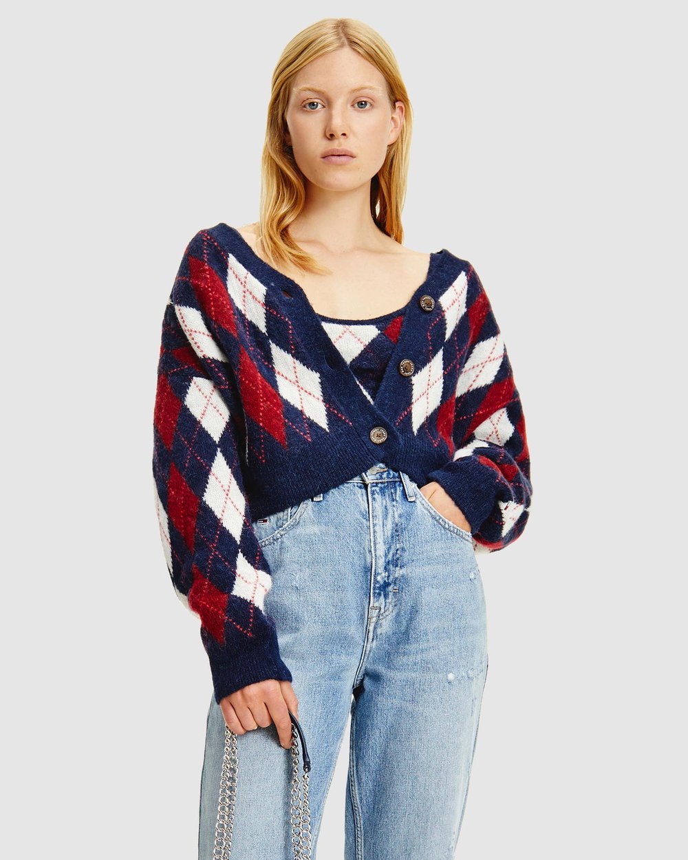 Argyle Cropped Cardigan by Tommy Jeans Online | THE ICONIC | Australia
