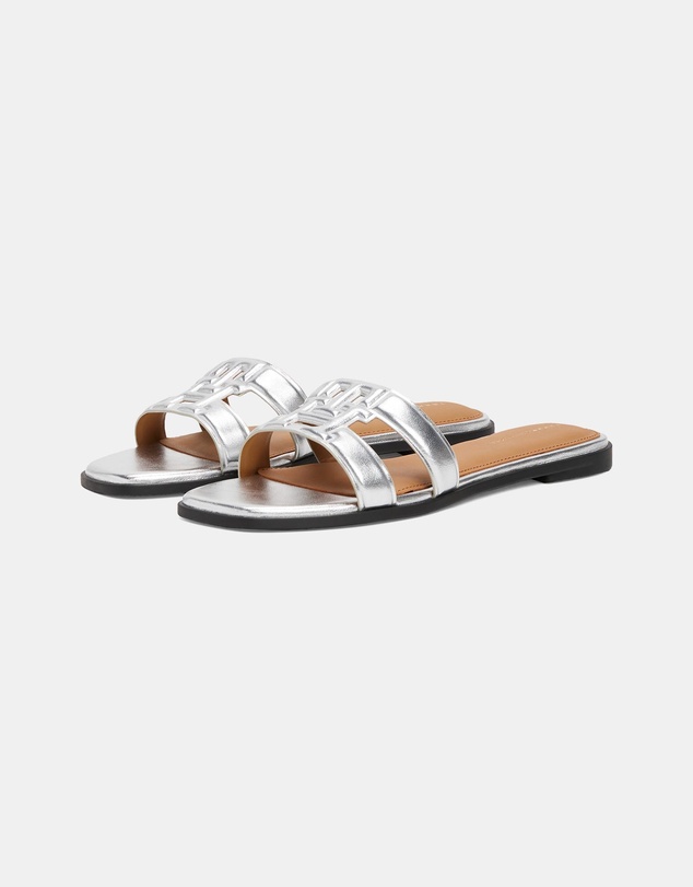 Tommy Hilfiger - Logo Strap Metallic Mules - Women's
