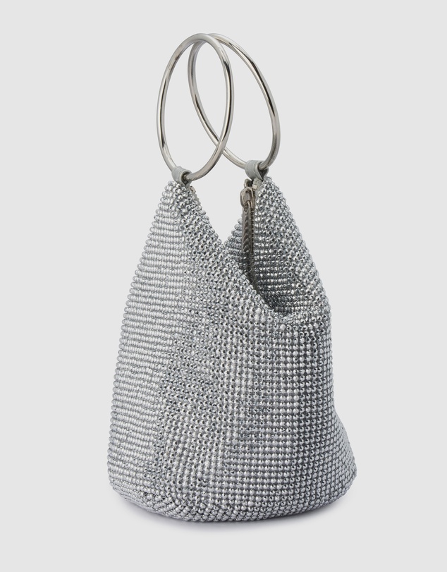 Olga Berg - Ellie Crystal Mesh Ring Handle Bag