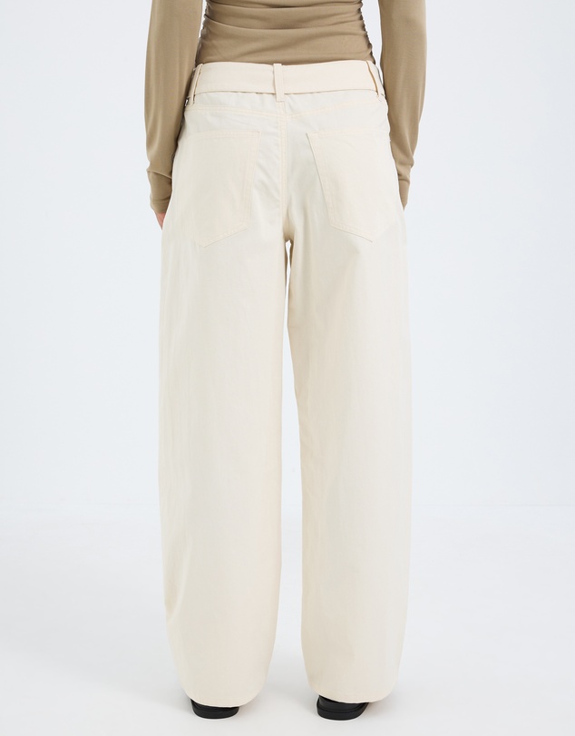 Calli - Charli Fold Waist Detail Drill Pants