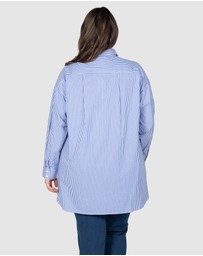Love Your Wardrobe - Leah Stripe Curved Hem Over Shirt
