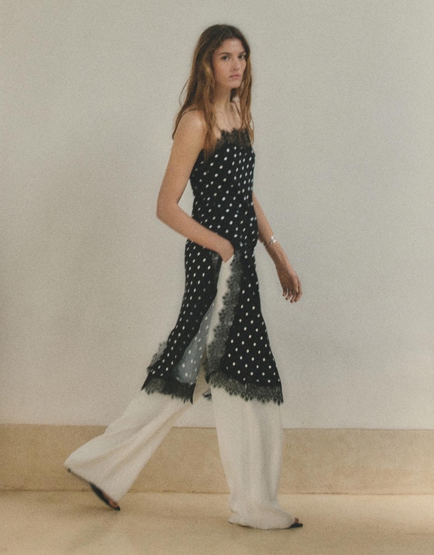 M.N.G - Long Lace Polka Dot Top