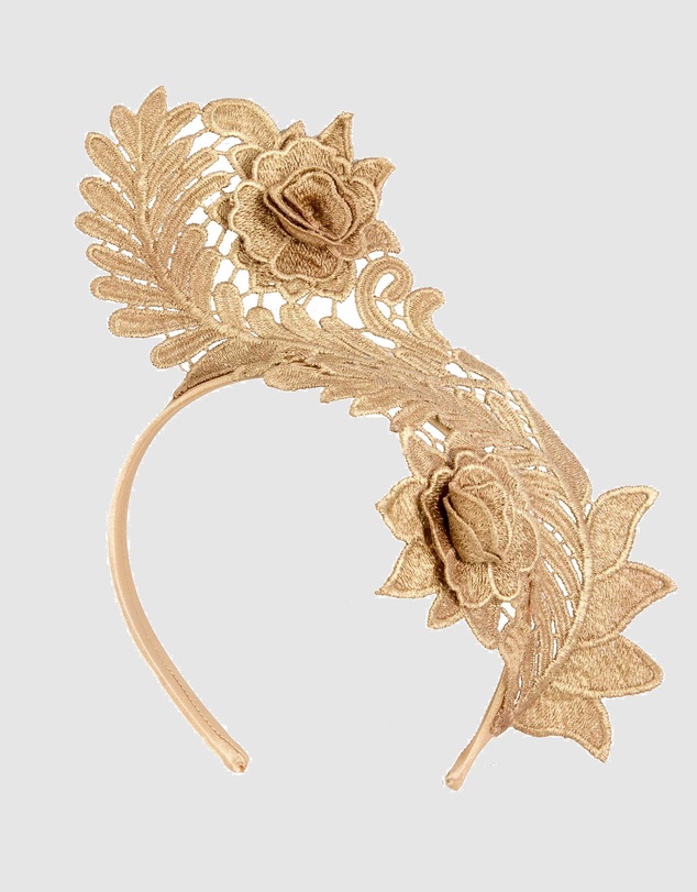 Max Alexander - Lace Crown Gold Headband Fascinator