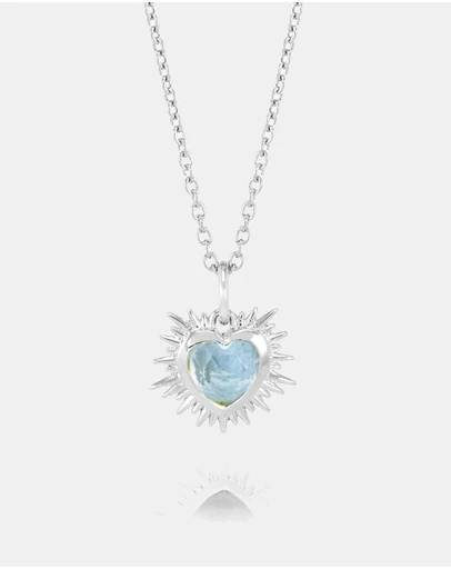 Rachel Jackson - Electric Love March Birthstone Heart Necklace Silver