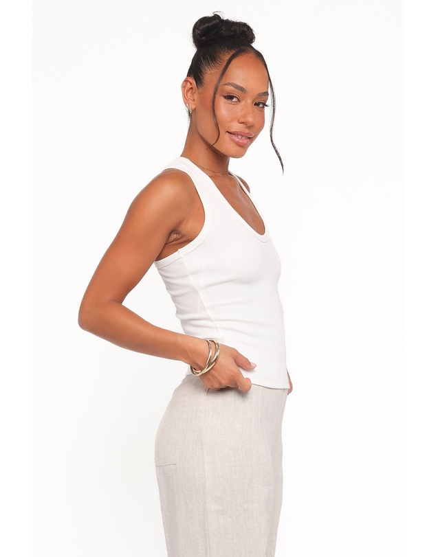Petal & Pup - Miles Racerback Rib Knit Tank Top - White